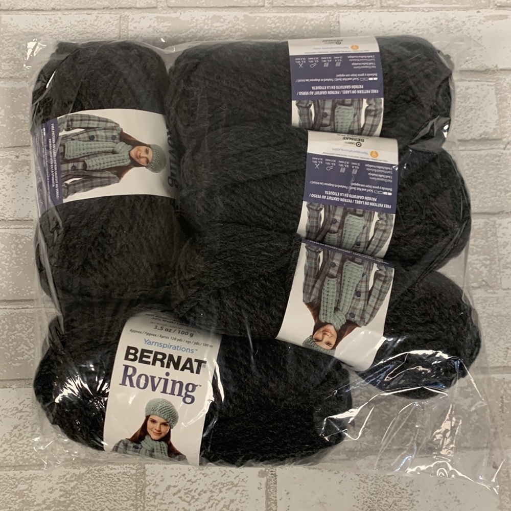 Yarnspirations Bernat Roving Yarn 5-Pack, Flint (Free Pattern On Label) 🌻